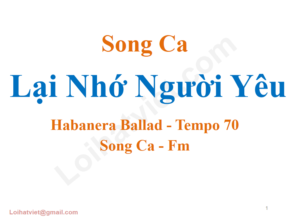 Lại Nhớ Người Yêu Song Ca