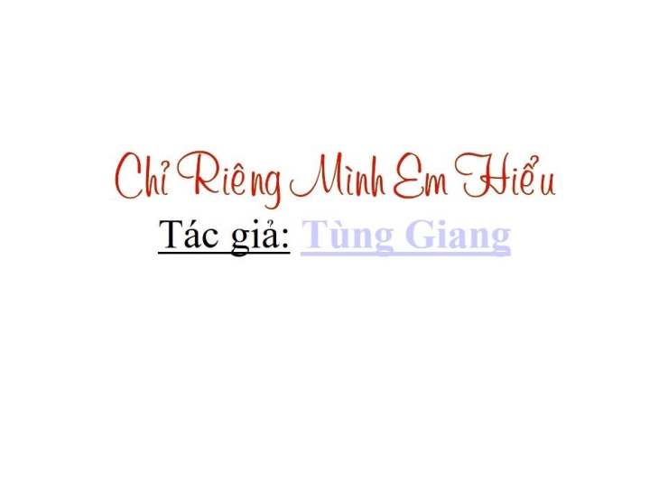 Chỉ Riêng Mình Em Hiểu