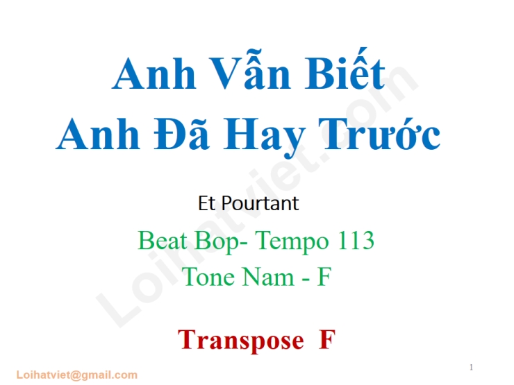 Anh vẫn biết (Anh Đã Hay Trước)