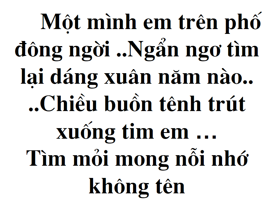 Lời bài hát Thiếu vắng bóng hình em- Loi bai hat Thieu vang bong hinh em